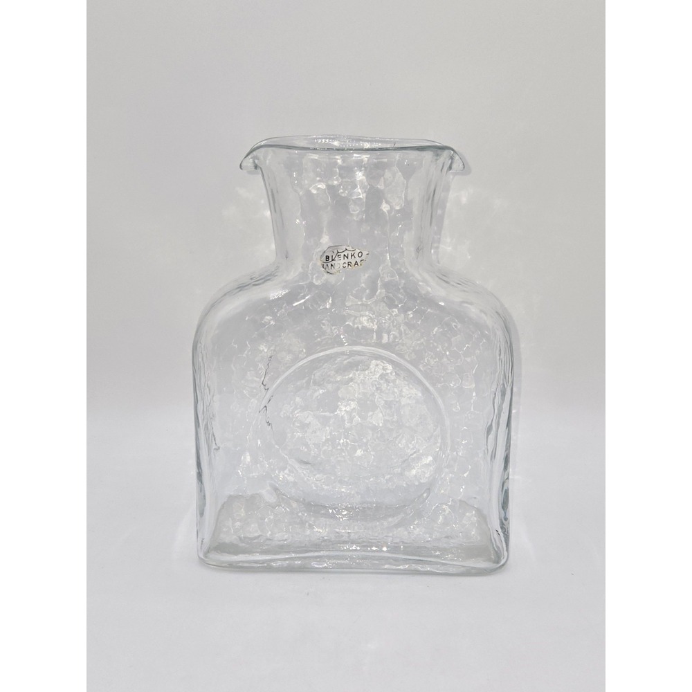 Blenko #384 Water Bottle Clear Glass Decanter Original Pre-1980 Label